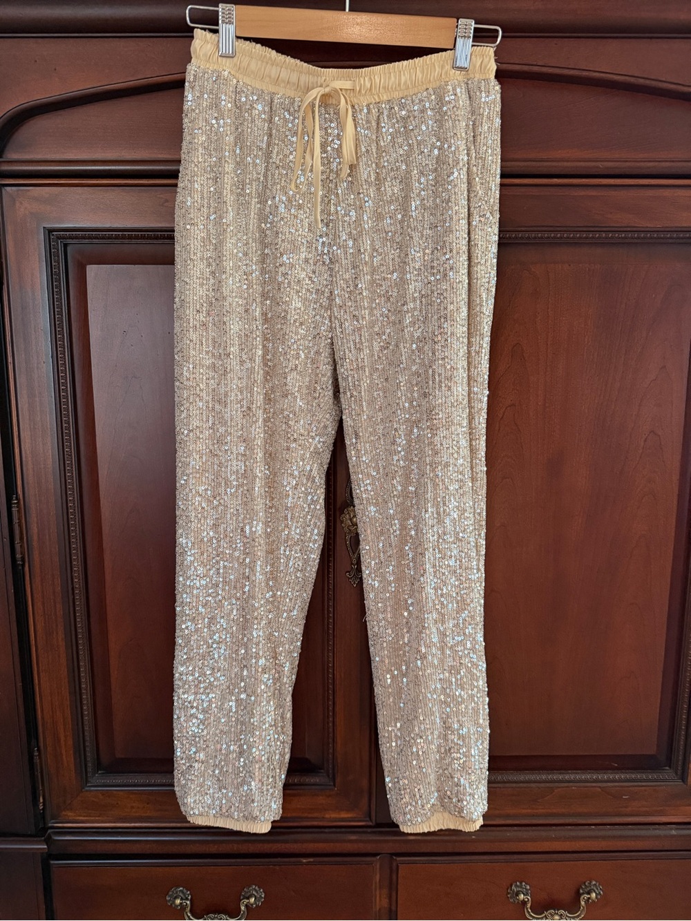 12th Tribe Gold Sequin Jogger Pants